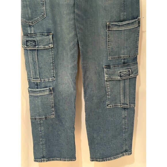 American Eagle Jeans Womens Size M Blue Super High-Waisted Baggy - Picture 2 of 8
